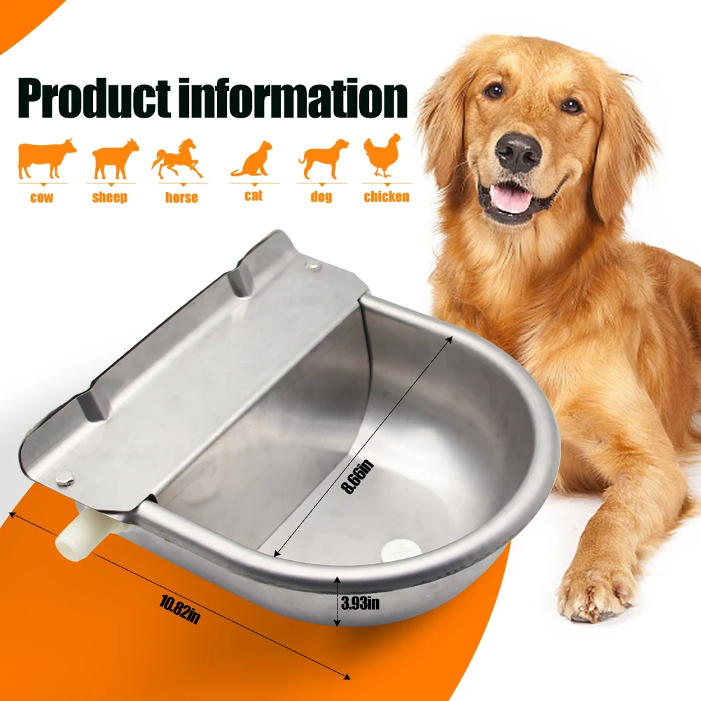 Aço inoxidável waterer automático pet gado ferramenta animais tigela de água com bola flutuante para gado cavalo cabra ovelha cão
