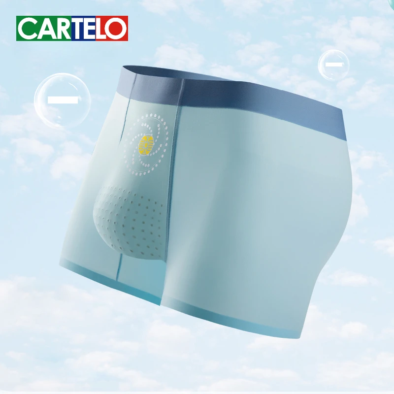 Cartelo Ice Silk Men Underwear Mulberry Silk 3A Antibacterial Boxer Thin Anion Underpants Breathable Seamless 3pcs Male Panties