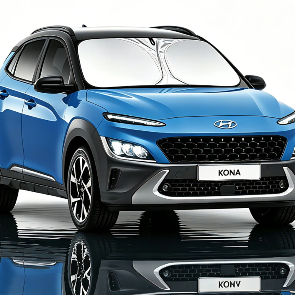 For Hyundai Kona Car Windshield Sun Shade Blocks Ray Reflector Window Visor Shield Cover Foldable Parasol 1 Piece