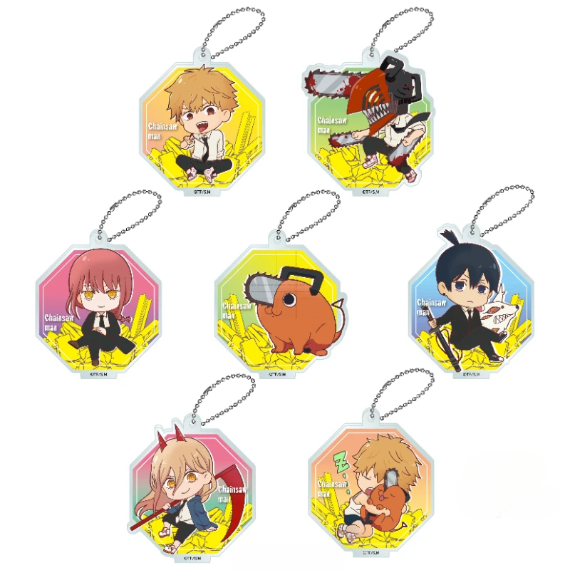 Game Makima Power Pochita Kishibe Denji Hayakawa Aki Higashiyama Kobeni Keychain Doll Anime Acrylic Keyring for Gift