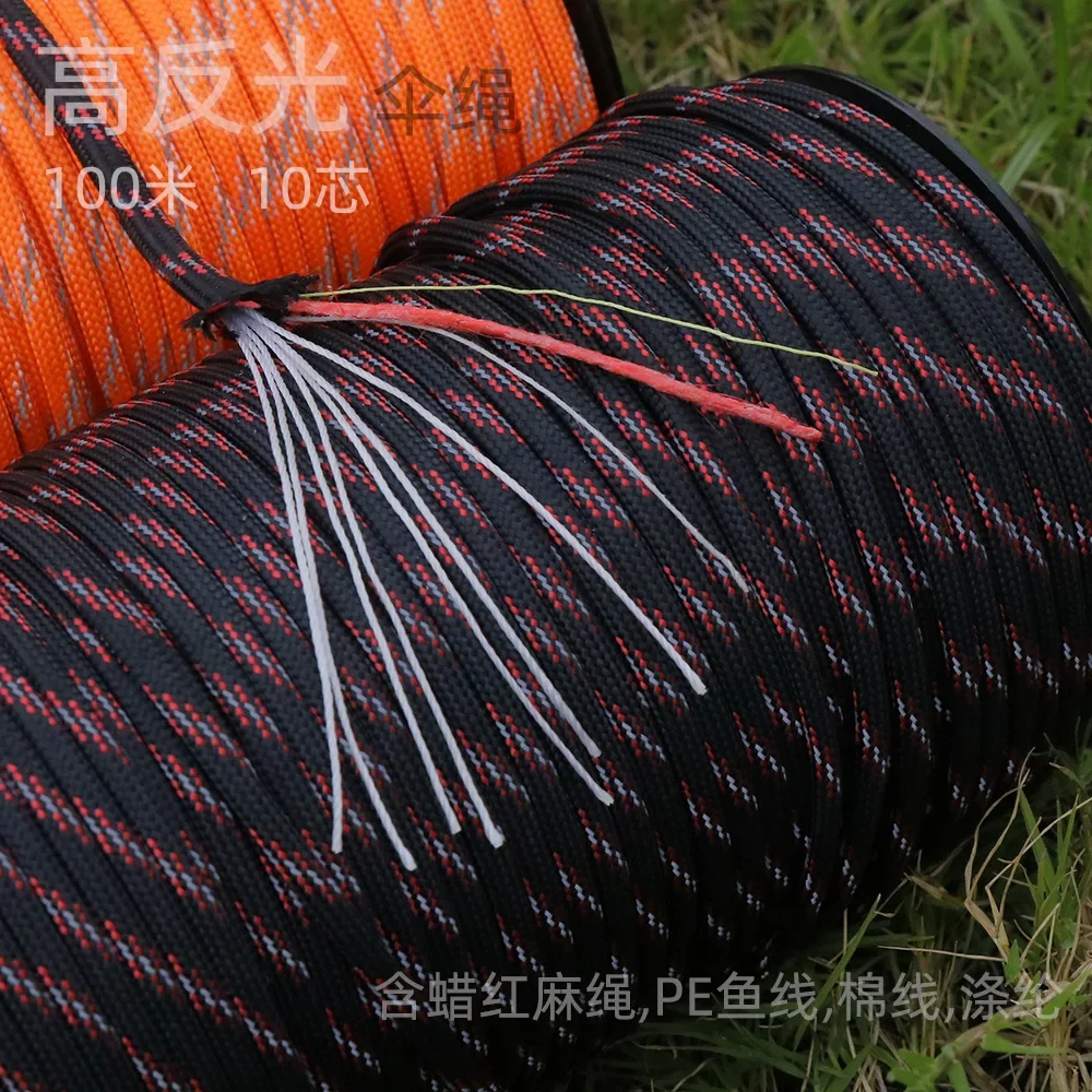 100M Camping Tactical Jungle Color 2mm 3mm 4mm 5mm Parachute Cord 100lbs 425lbs 550lbs 620lbs 750lbs Paracord