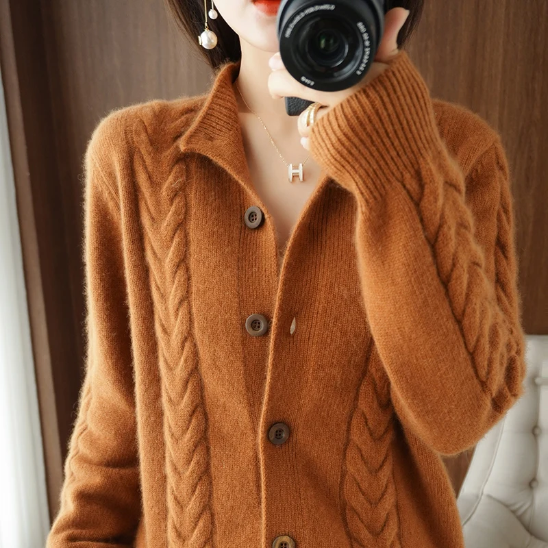 

Women's Spring Autumn Semi-Turtle Neck Knitt Cardigan Sweater Short Coat Single-Breasted Solid Warm Elasticity Sweater Y2k Lady