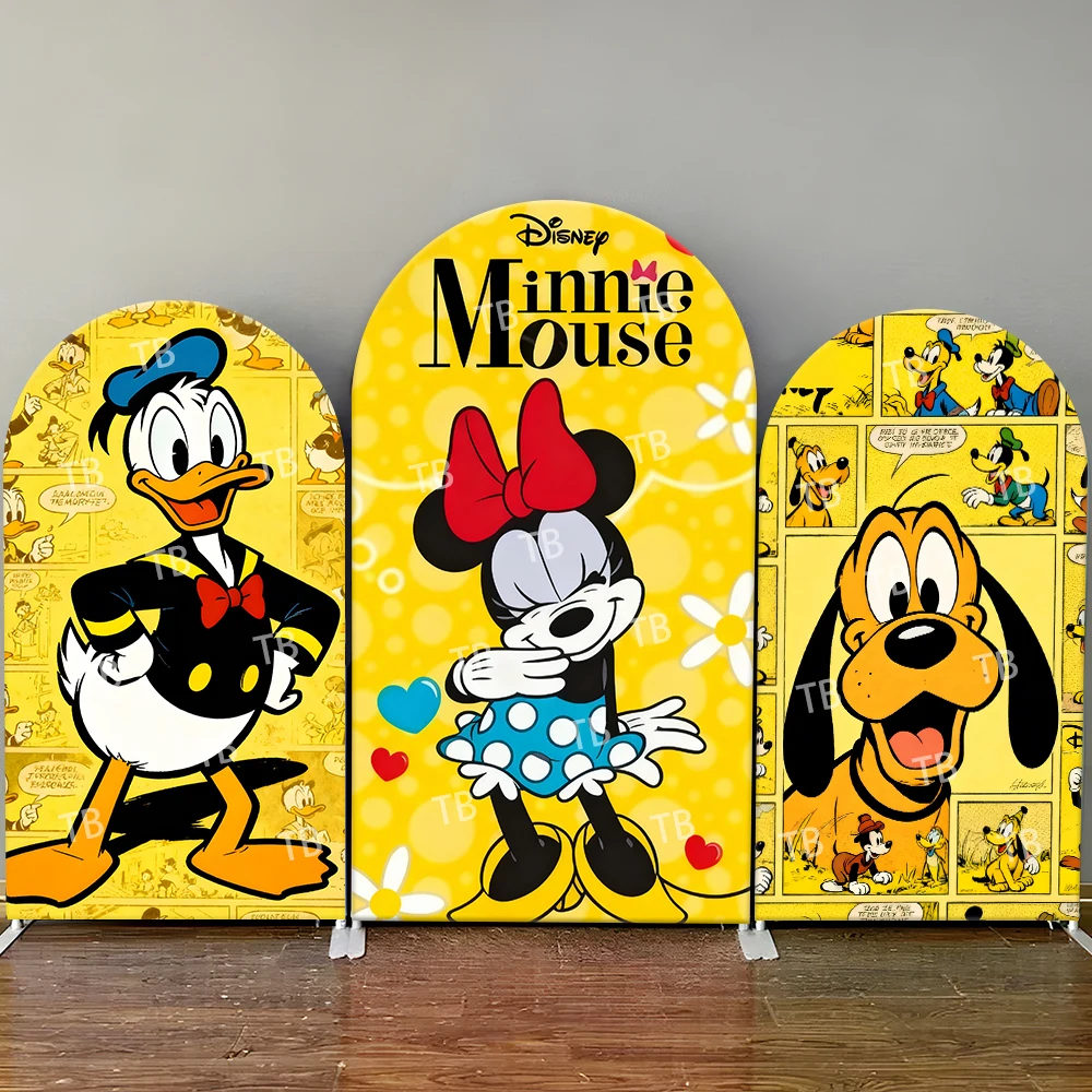 

Disney Minnie Donald Duck Goofy Arch Backdrop Cover Comic Style Party Cute Photo Booth Props for Events & Home Decoration
