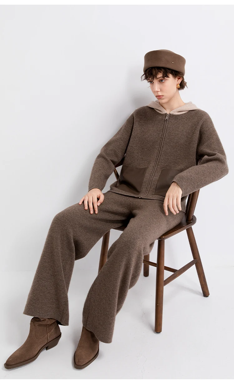 TY862050 Damen-Strickhose aus Wolle-Kaschmir-Mischung mit weitem Bein, elastischem Bund und Kordelzug, entspannter Schnitt, LP Quiet Luxury, Frühherbst – Detail 5