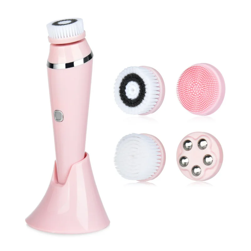 Rechargeable 4 in 1 Cleansing Brush Waterproof Spin Exfoliating Face Scrubber Brush Kit Skin Care