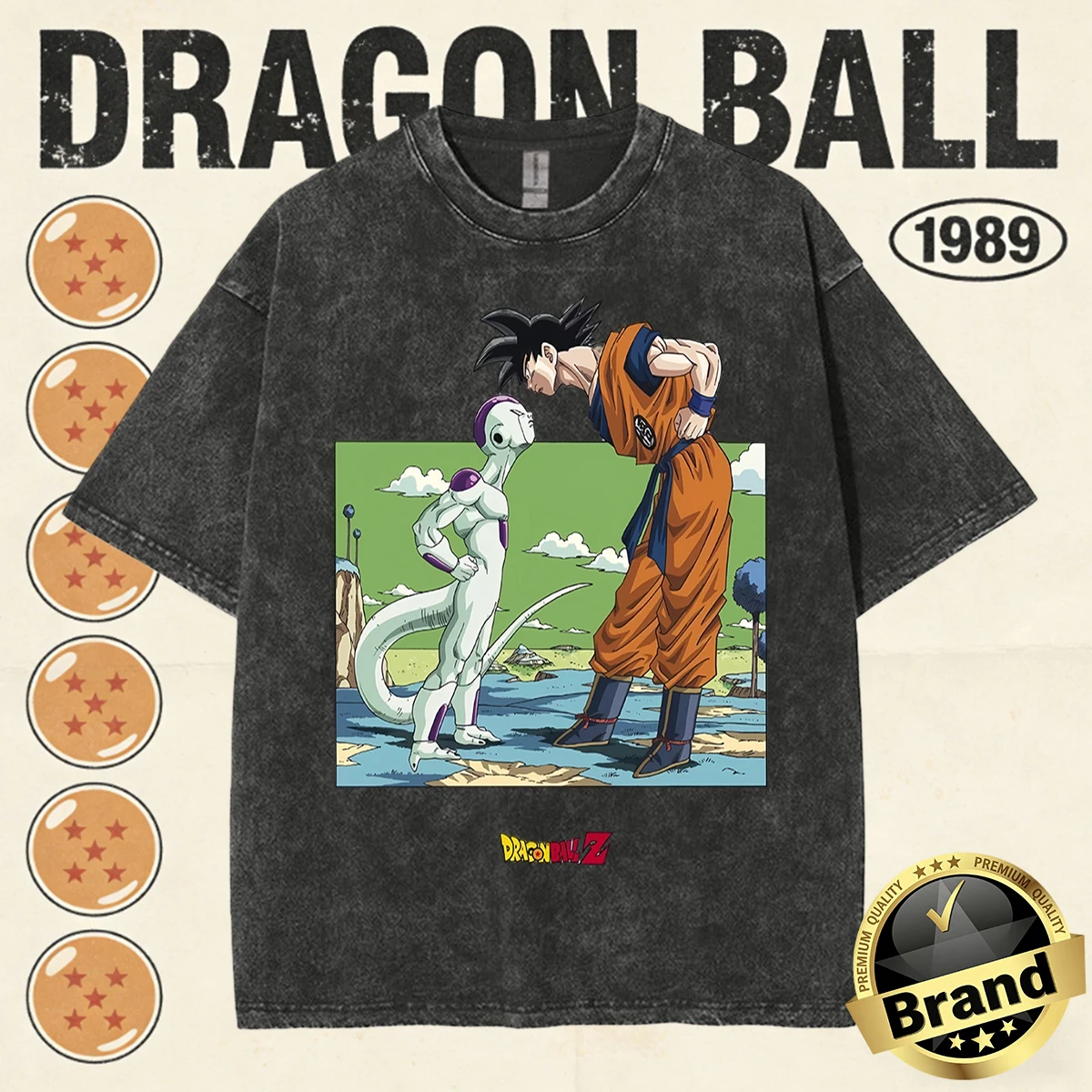 

Dragon Ball Z Goku Frieza Acid Wash Oversized Cotton T Shirt 2026 Summer Anime Streetwear Graphic Tee for Men Women