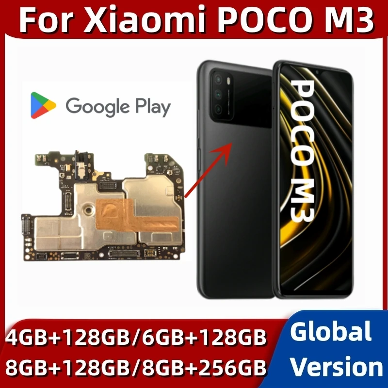 

Motherboard for Xiaomi POCO M3, Original Mainboard for Redmi 9T, 128GB 256GB ROM