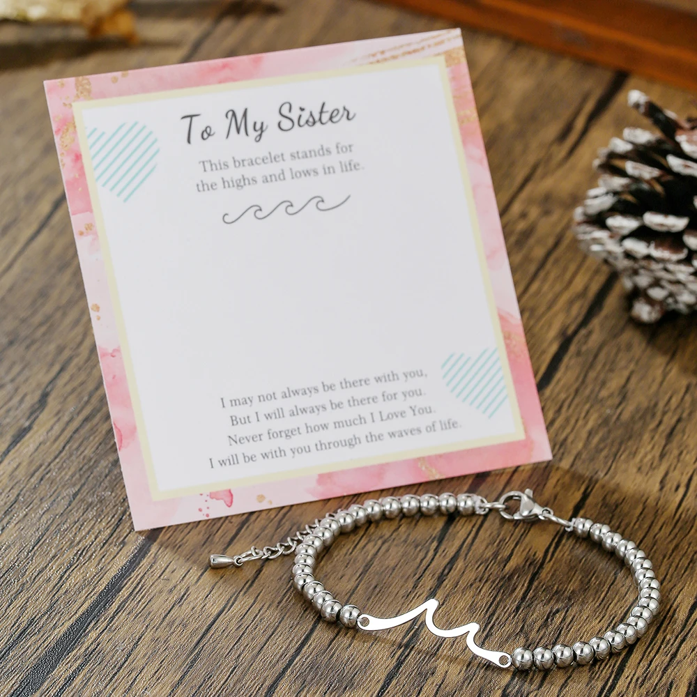 

New Trendy Cross Bracelet for Women Through The Waves of Life Beads Stainless Steel Bracelets Jewelry Graduation Birthday Gifts