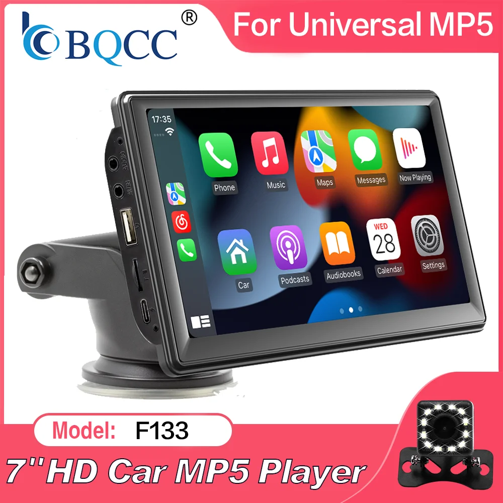 BQCC 7'' Tragbares Universelles Autoradio BT FM Kabelloses CarPlay Android Auto Touchscreen Multimedia-Audioplayer