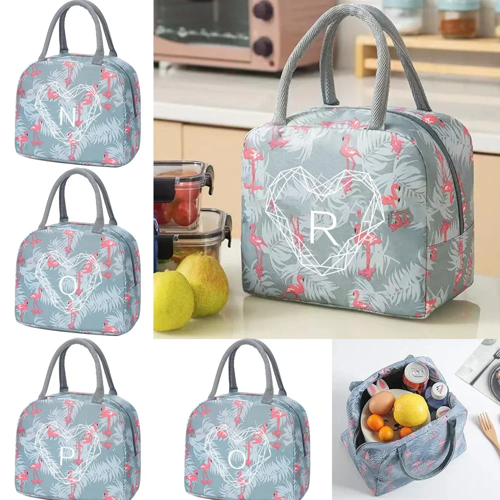 Zipper Lunch Bag for Kids Design Blue Flamingo Color Lunch Box Microwave Safe Dinner Box Printing Diamond