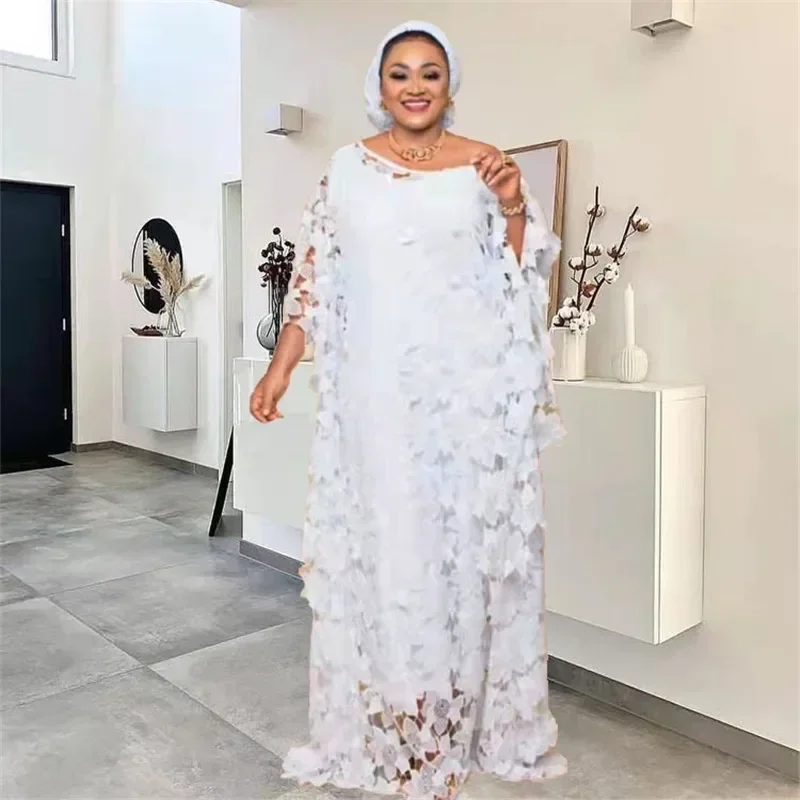 

Dubai African Dresses for Lace Hollow Women African Clothing Dashiki Taditional Boubou Arabic Robe Femme Musulmane Abayas Gown