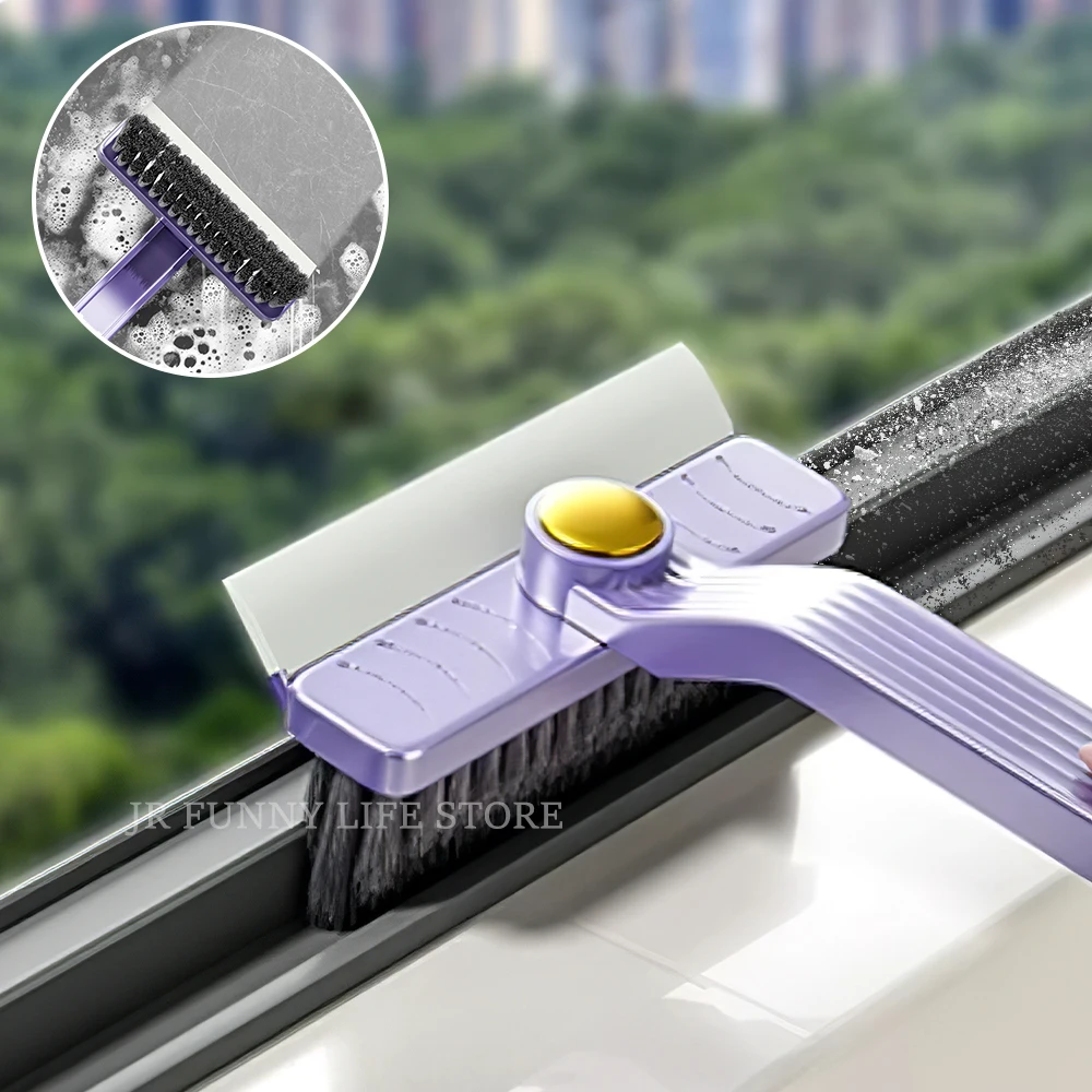 4-In-1 Window Frame Cleaning Brush Window Glass Cleaner Multi-Functional Corner Brush Glass Wiper Household Cleaning Tool