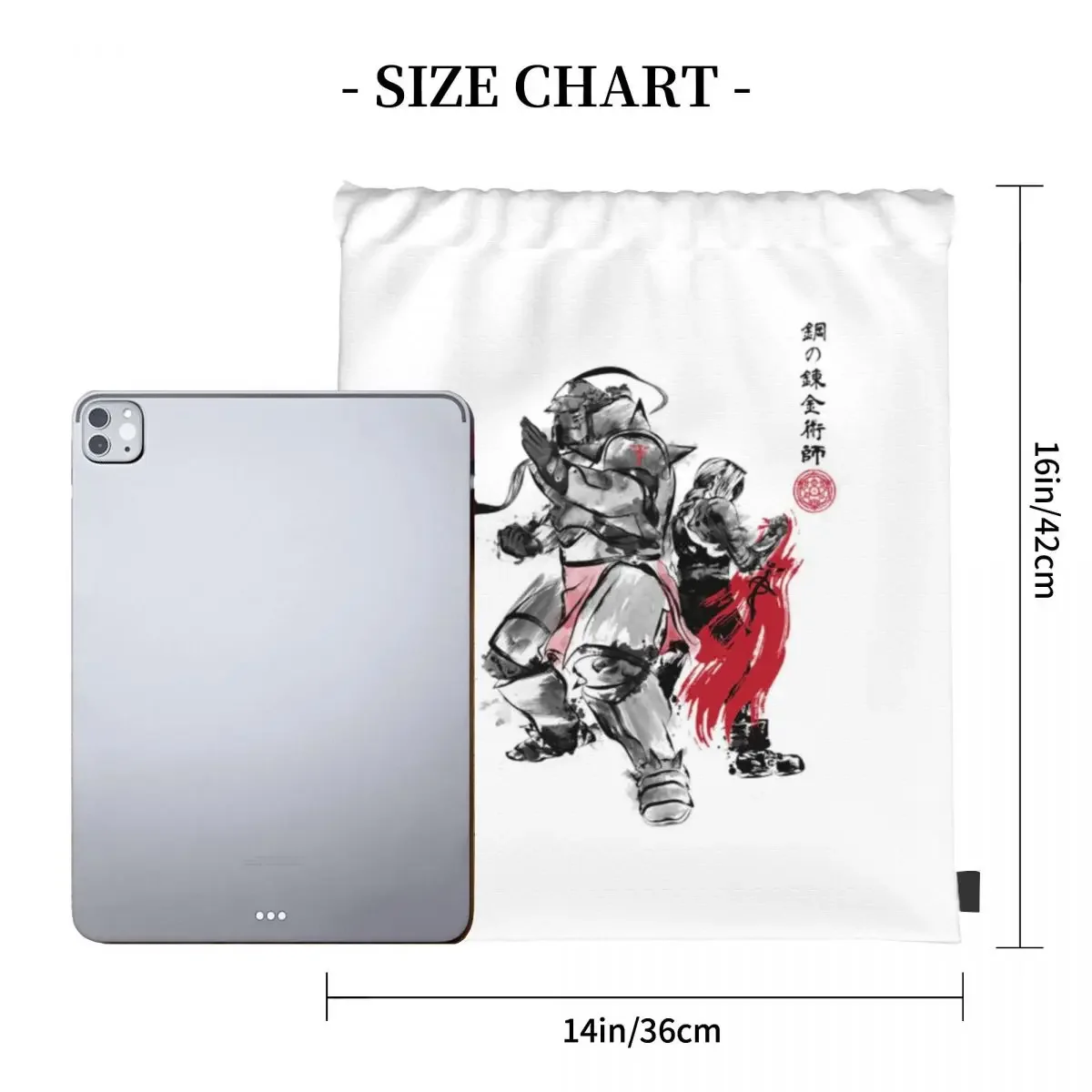 Full Metal Alchemist Brotherhood Sumi-e Backpacks Drawstring Bags Drawstring Bundle Pocket Sports Bag BookBag For Travel School