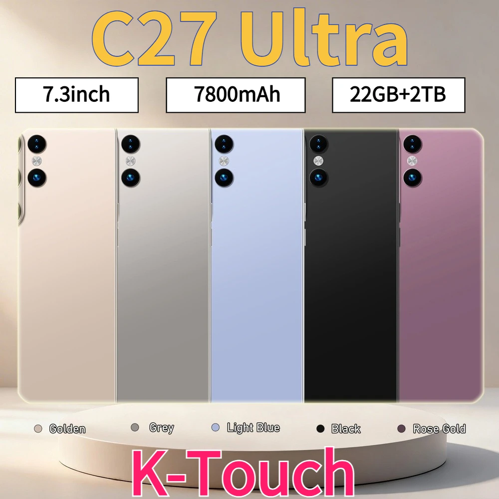 K-Touch Nuovo C27 Ultra 7.3HD Telefoni Cellulari 7800Mah Smartphone 22G+2TB Cellulare 5G Dual SIM Android 15 Sbloccato 16+48MP Versione Globale Cellulari