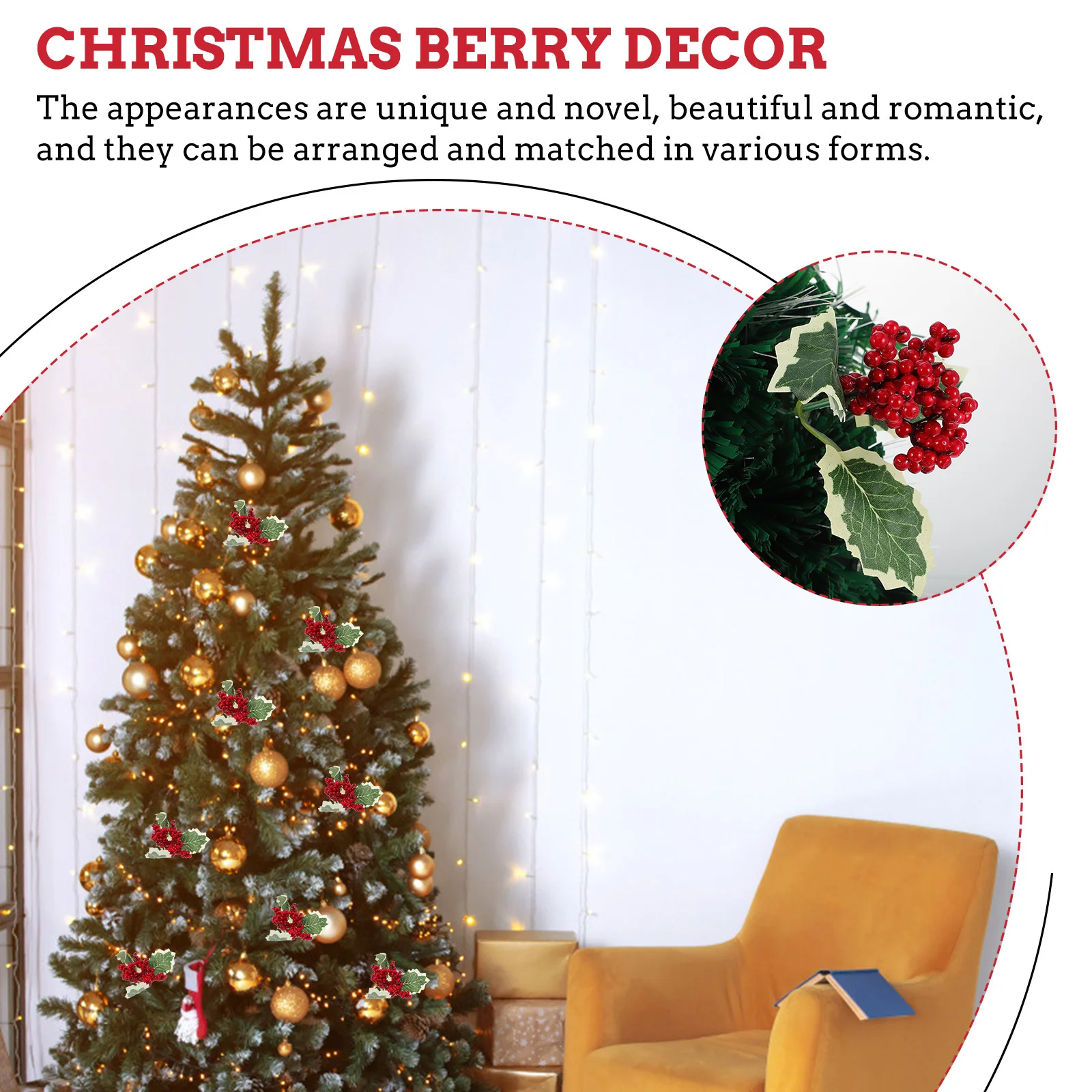 

6Pcs Christmas Berry Branches Artificial Red Berry Decor Simulation Xmas Ornament Holiday Party Wedding Photography Props