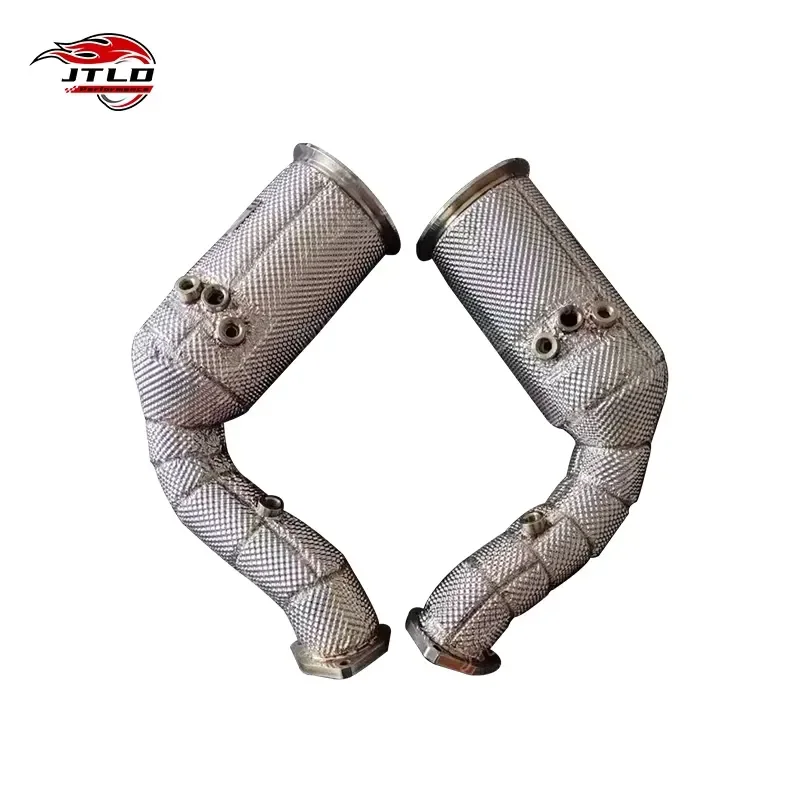 For 2024 Porsche Cayenne Turbo GT 4.0T High Performance Exhaust Downpipe Stainless Steel Front Pipe with Heat Shield