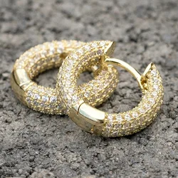 Luxury Women Small Hoop Earrings Dazzling Micro Paved CZ Stones Versatile Female Accessories High Quality Fashion Jewelry E5978