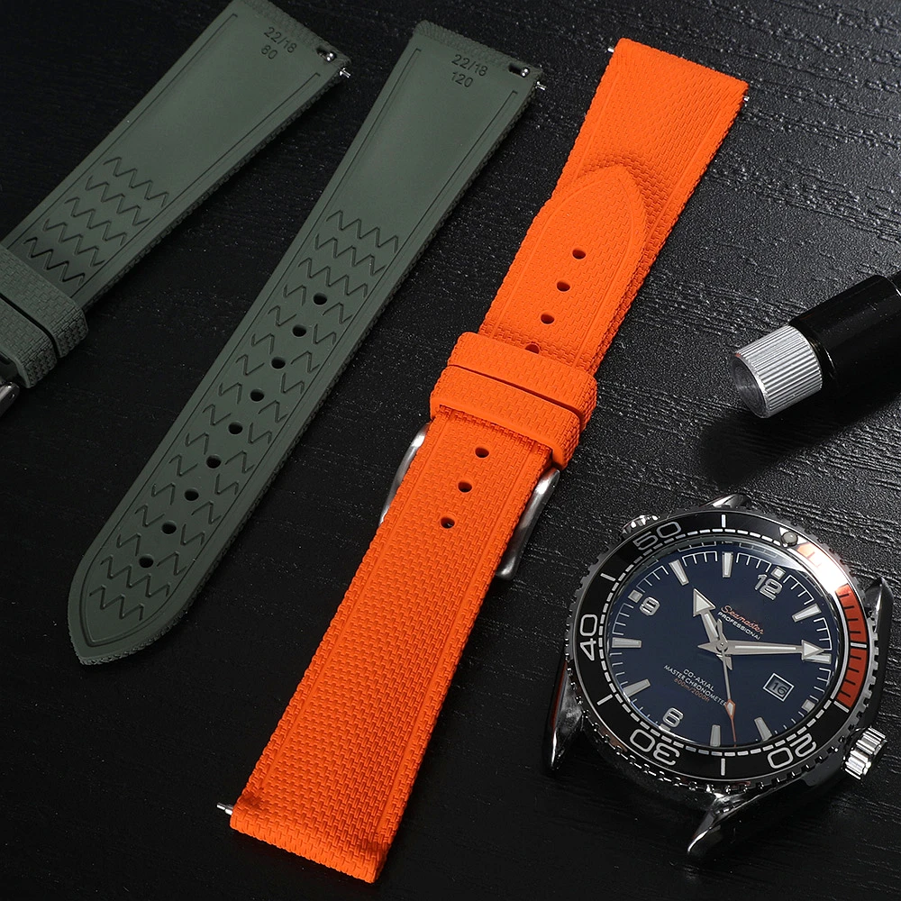 Sailcloth Fkm Watch Strap 19mm 20mm 21mm 22mm Fluororubber Watchband Quick Release Waterproof Sport Watch Band for Men