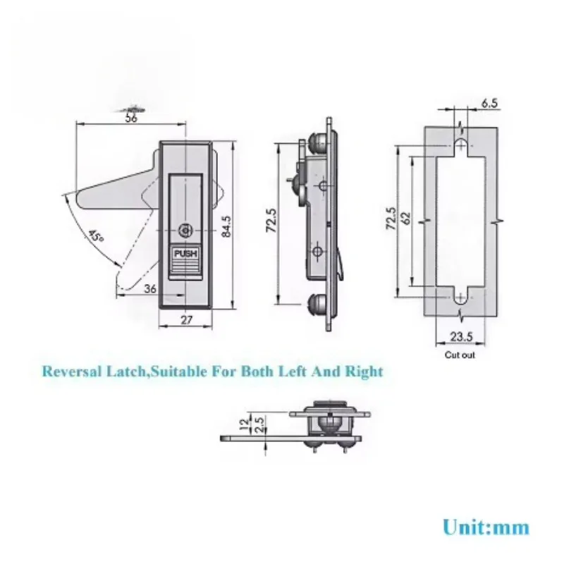 10Pcs Zinc Rectangle Flush Electric Cabinet Lock Cam Latch For Wall Fire Hydrant Industrial Electric Distribution Box