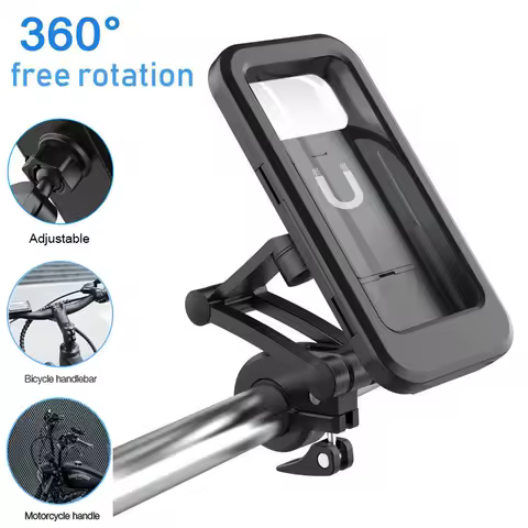 Waterproof Bicycle Mobile Phone Holder Support Universal Folding Motorcycle GPS 360&deg;Swivel Adjustable Bike Cellphone Holder