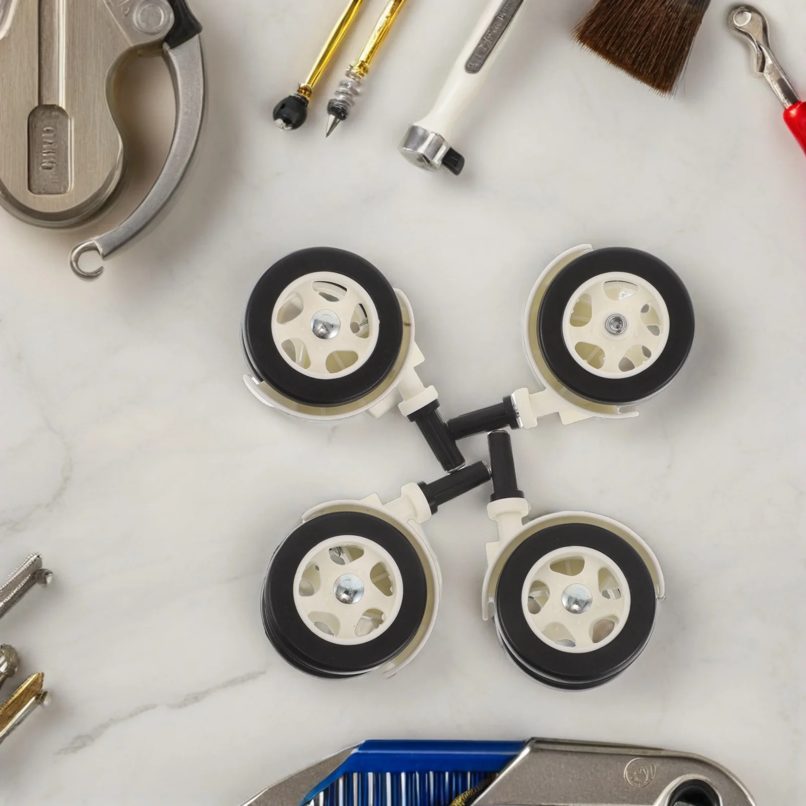 

4Pcs Baby Walker Caster Wheels Replacement Set Smooth Quiet Rolling Casters for Hard Floors and Carpets Double Wheels for Walker