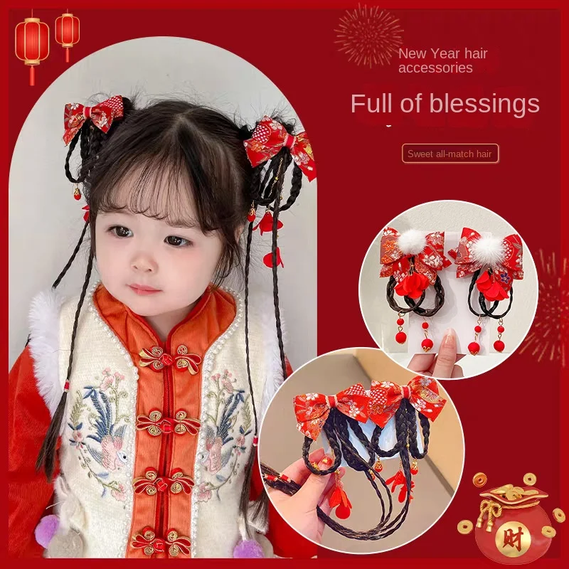 New Chinese style girl baby headwear Chinese New Year hair accessories tassels New Year holiday accessories