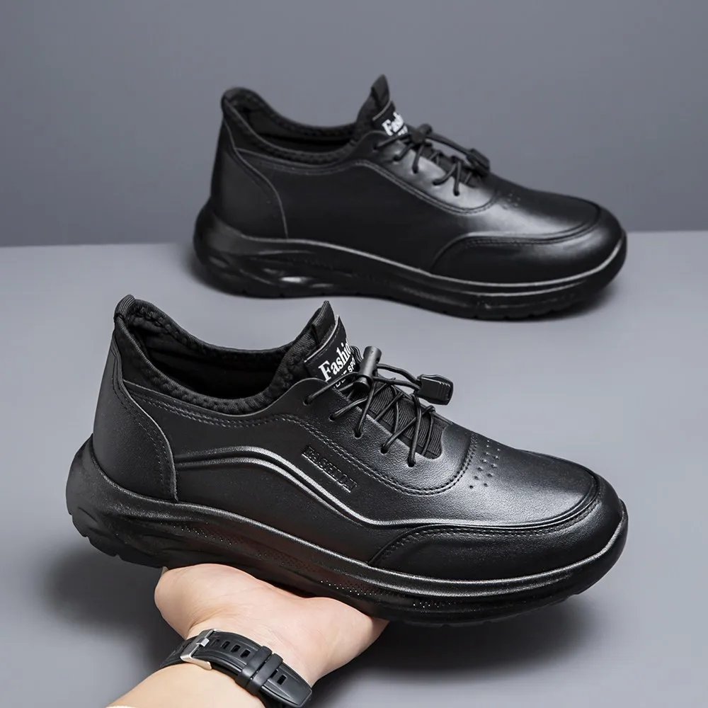 Men's Soft Bottom Leather Sport Shoes Autumn New Style Casual Fashionable Dad All-Match Low Top Running Shoes for Men