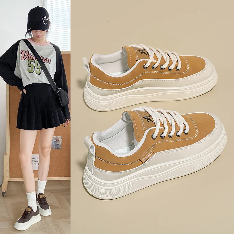 Women New Autumn Soft Cushion Board Shoes Popular Leather White Sneakers Student Versatile Casual Sports Shoes For Female