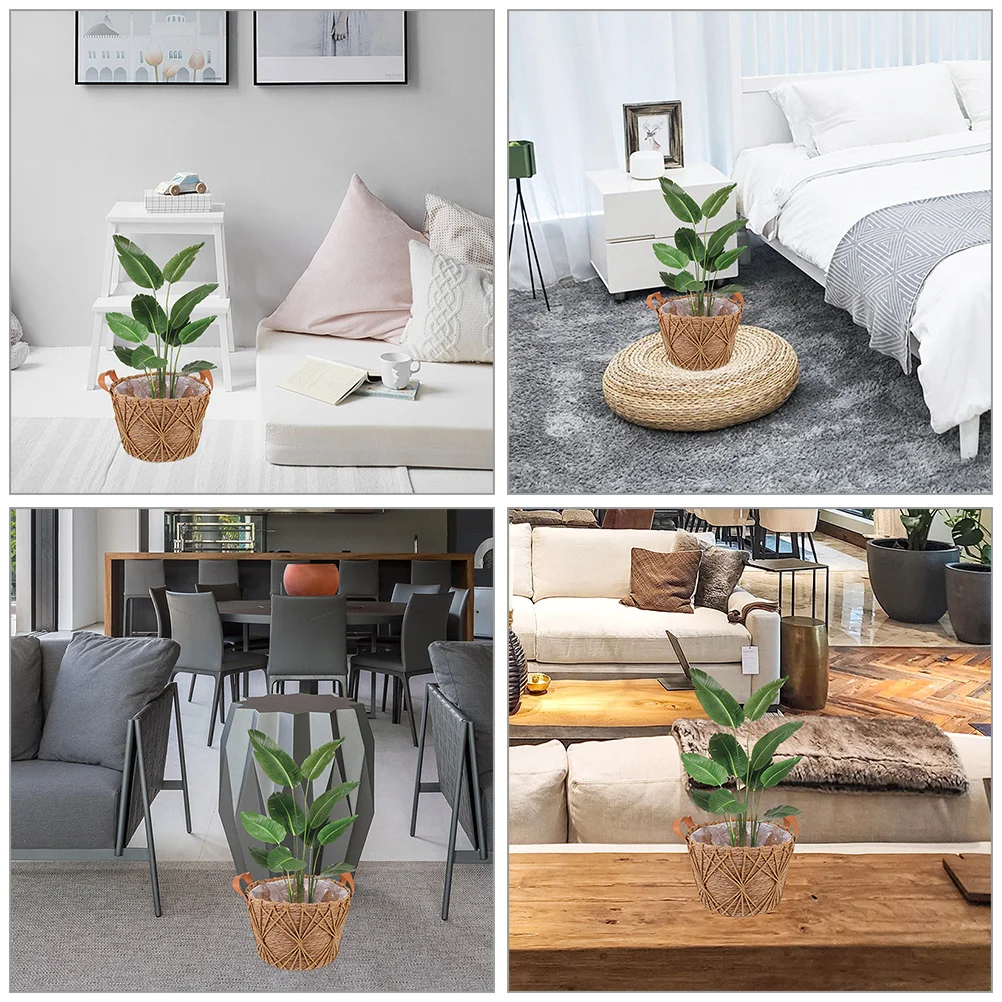 

Woven With Handle Handmade Natural Straw Storage Basket For Flower Arrangement Wedding Decoration Picnic Outdoor Portable Plant