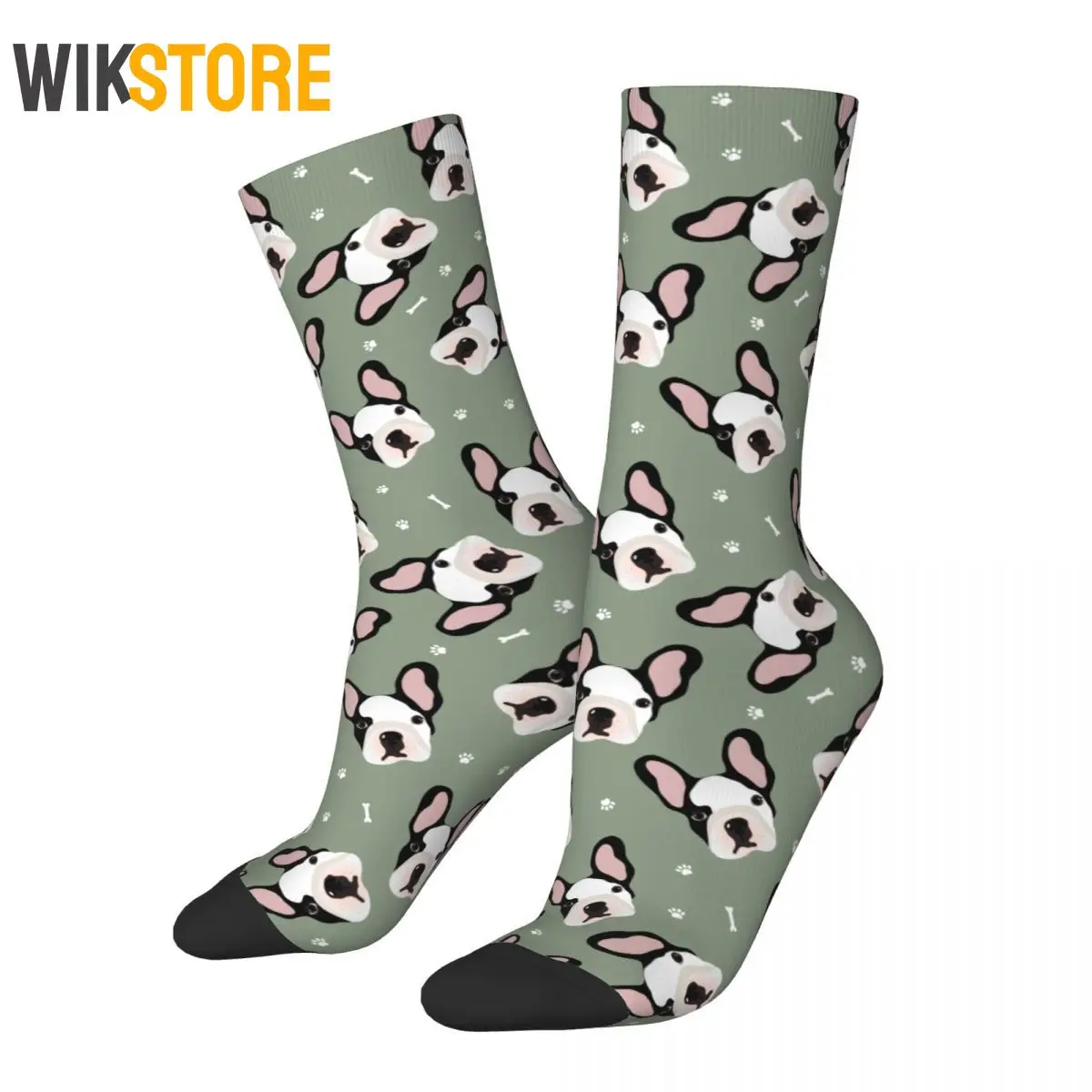 Chaussettes décontractées pour hommes et femmes, chaussettes en élan respirantes, chaussettes de chien bouledogue, chaussettes graphiques d'animaux, mode amusante, printemps, été, automne, hiver