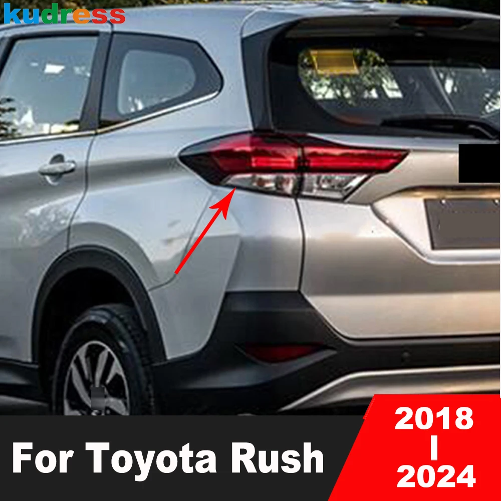 For Toyota Rush 2018 2019 2020 2021 2022 2023 2024 Chrome Car Rear Tail Light Lamp Cover Trim Taillights Bezel Trims Accessories