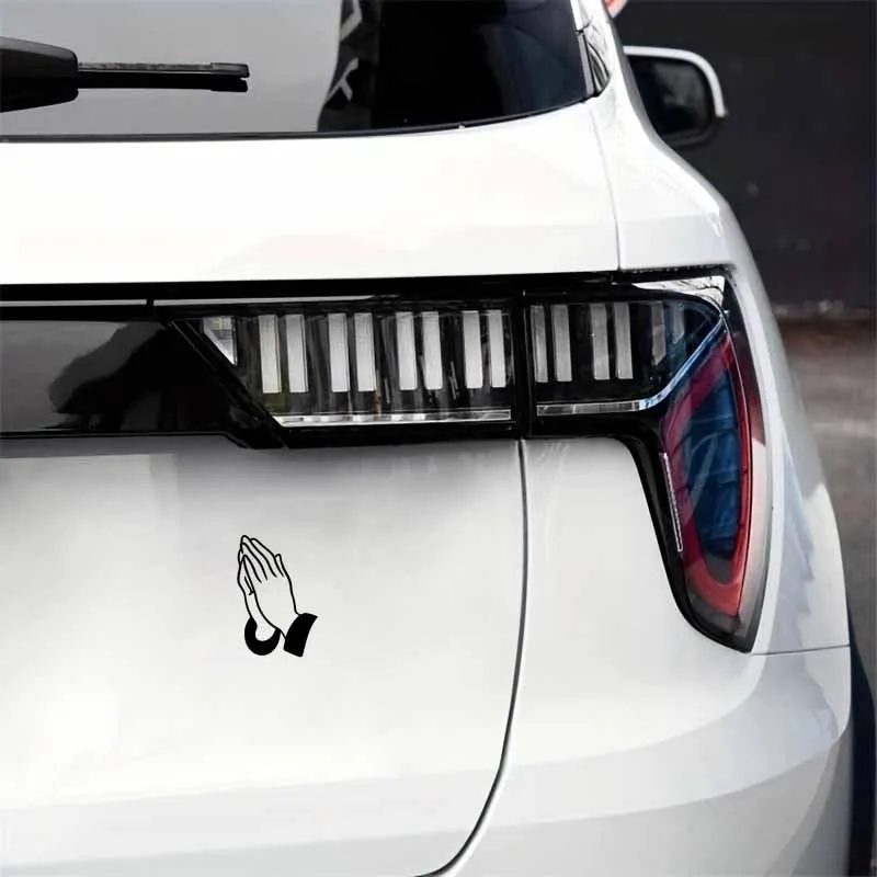 2D Praying Hands Vinyl Car Sticker, Self-Adhesive Removable Decal, Cool Creative Art Design, Suitable for Cars, Trucks, Vans