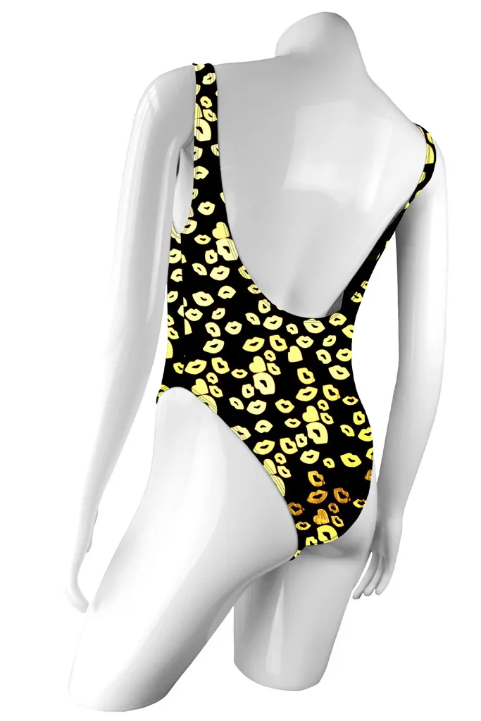 قمصان داخلية لامعة للنساء ملابس داخلية مثيرة عالية شوكة الشفاه قبلة مطبوعة نصف ملفوفة الأرداف القميص بذلة ملهى ليلي داخلية #6