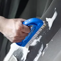 D-Shaped Car Carpet Brush, Fine Bristle, Curved Handle, Anti-Slip, Upholstery Cleaning Tool for Vehicles
