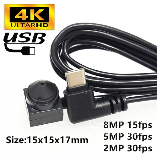 Mini cámara Usb 4K 8MP 5MP OEM personalizada OTG tipo c tamaño UVC OTG OV2710 IMX179 Senor 1080P 2,1 MM lente ojo de pez Mini cámara Usb