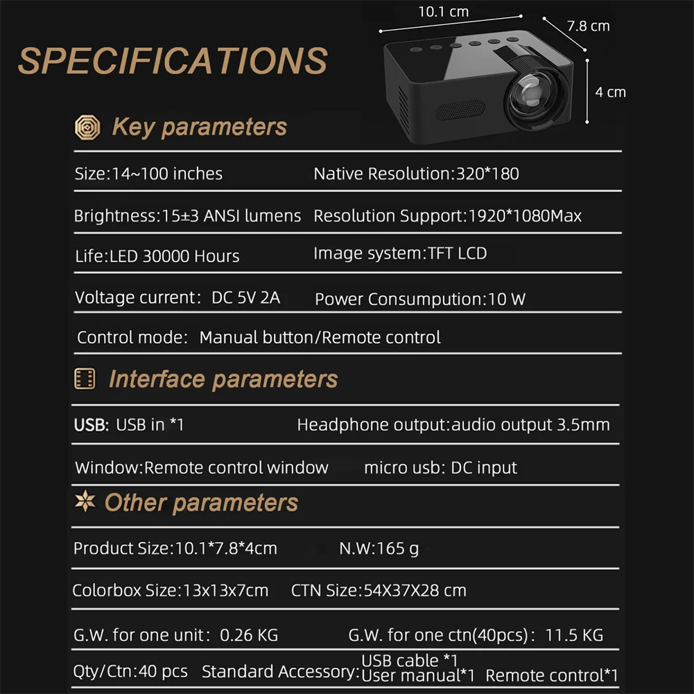 GY100-ミニポータブルHDプロジェクター,スマートホーム,電話,タブレット,ラップトップ,コンピューター,新品,2024