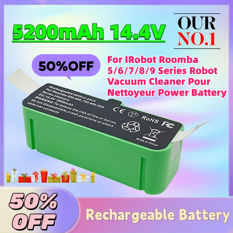 

In Stock 5200mAh 14.4V Lithium Battery for IRobot Roomba 5/6/7/8/9 Series Robot Vacuum Cleaner Pour Nettoyeur Power Battery