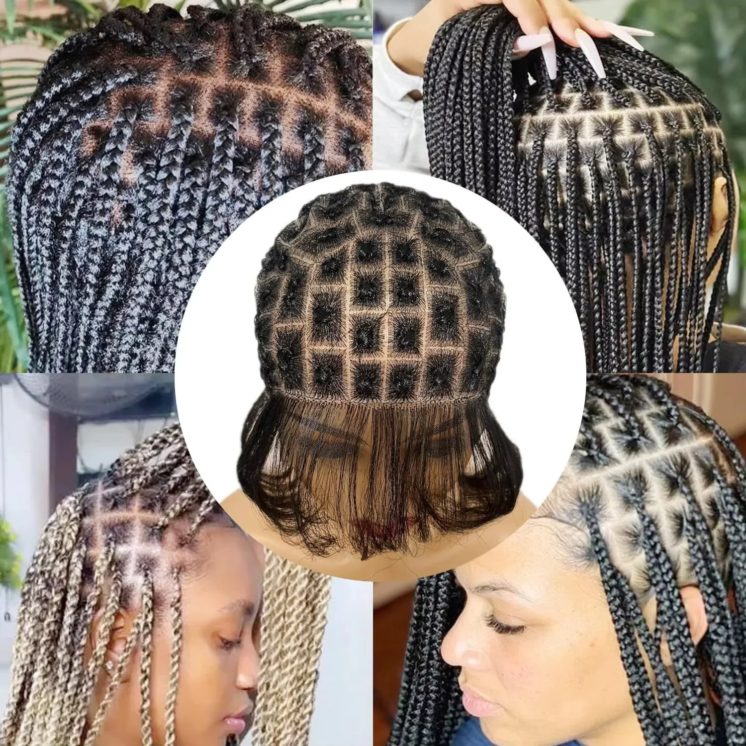 Peruca de renda peruca completa para peruca trançada peruca de renda pequena trança chapéu cabelo com cabelo adequado para usar crochê com franja de peruca