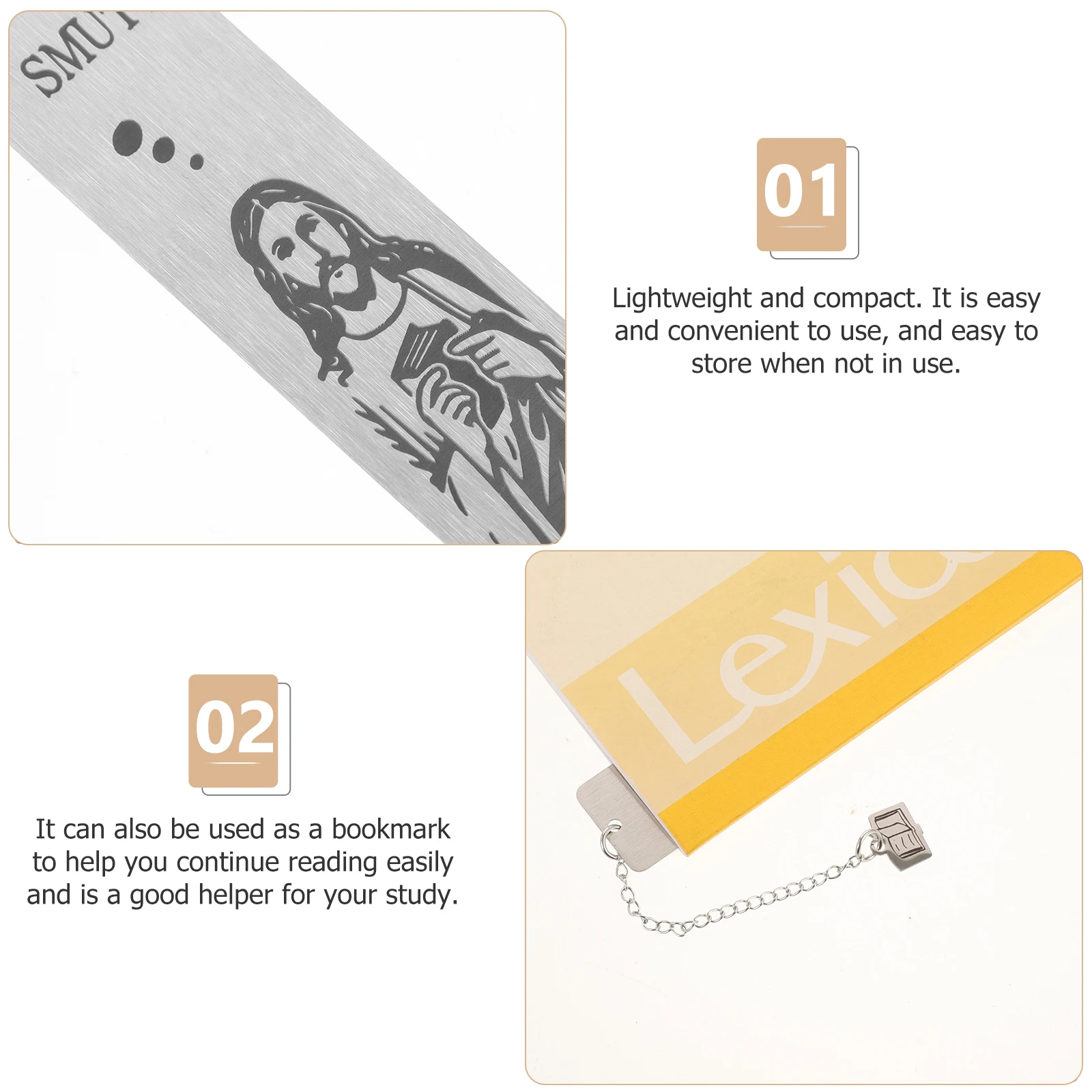 

2 Pcs for Stainless Steel Bookmark Reading Accessories Religious Bookmarks Aesthetic