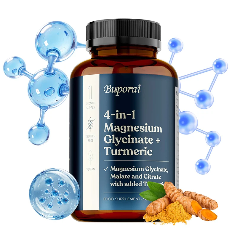 

4-in-1 Magnesium Glycinate +Turmeric - Supports Nervous System Health, Relieve Stress & Fatigue, Improves Sleep Quality