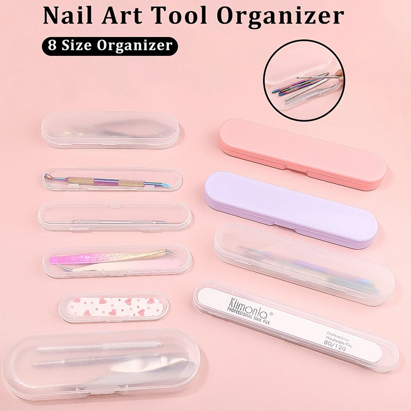 1/8 Pcs Portable Rectangle Nail Art Tool Empty Storage Box Tweezers Clippers Pens Polishing Nail Buffer Files Plastic Container