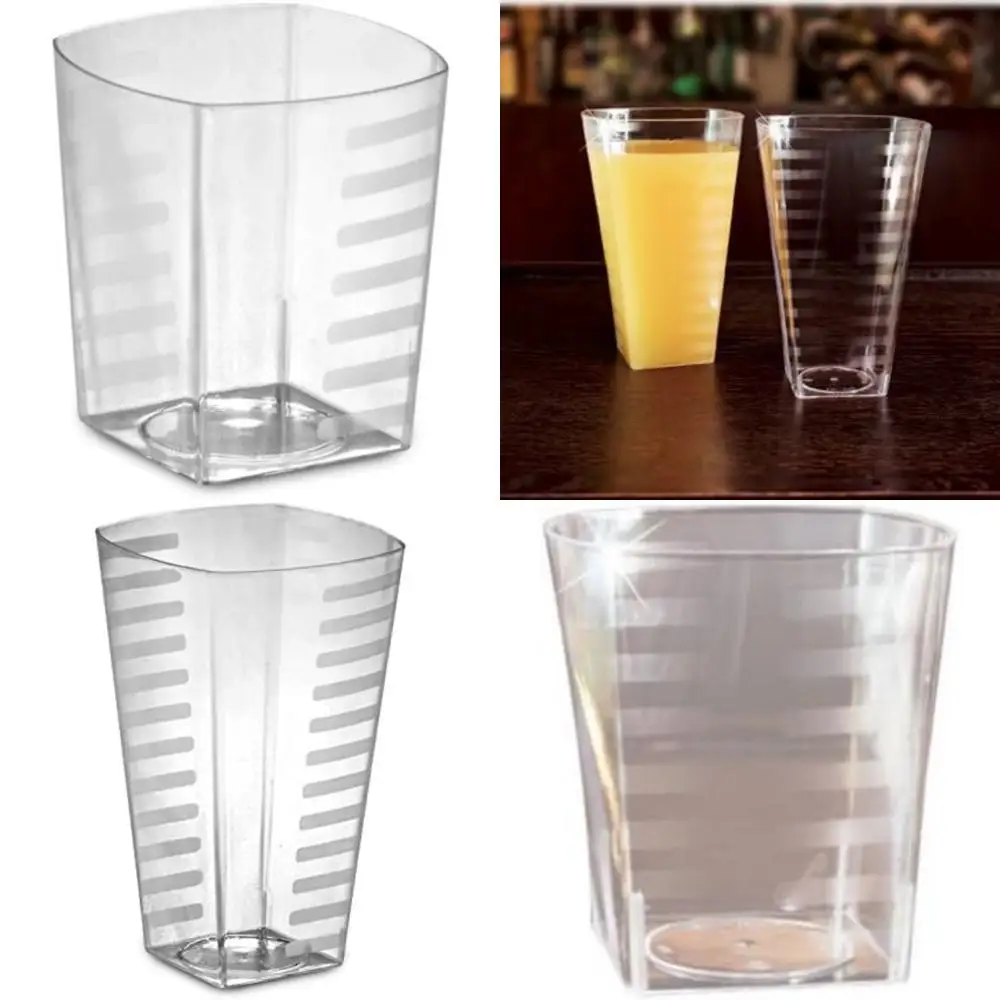 

Disposable Plastic Square Tumblers, Heavyweight 9 oz, Crystal Clear, 168 Pack, Tall Squat Tumbler Glasses for Parties and Events