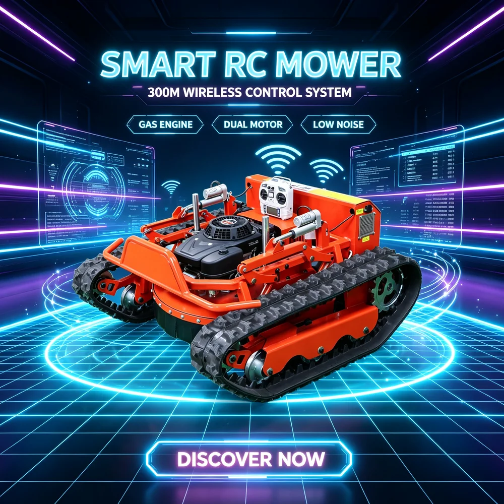 Hybrid Power Remote Control Lawn Mower 550mm Cutting Width All Terrain Tracked Zero Turn Grass Cutter Slopes Brush Mower