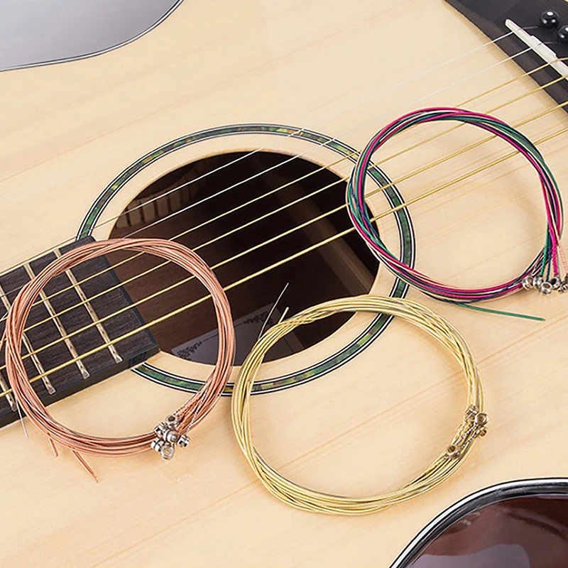 

6pcs/set Universal Acoustic Guitar String Brass Hexagonal Steel Core Strings For Musical Instruments Guitars Strings Guitar Part