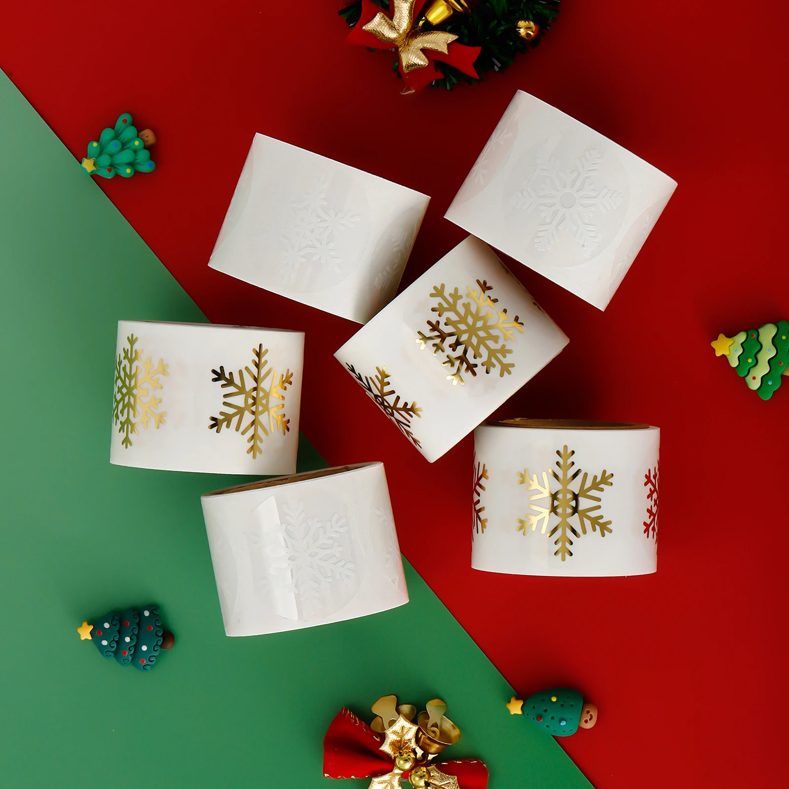 Bronzing Snowflake Christmas Stickers Waterproof Synthetic Paper Reusable Activity Party Envelope Greeting Card [Sealing Paste]
