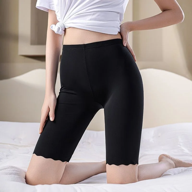 Ice Silk Five-Quarter Safety Pants Women's Anti-Light Outerwear Thin Cotton Bottom Comfortable Cool Summer Base Layer Trousers