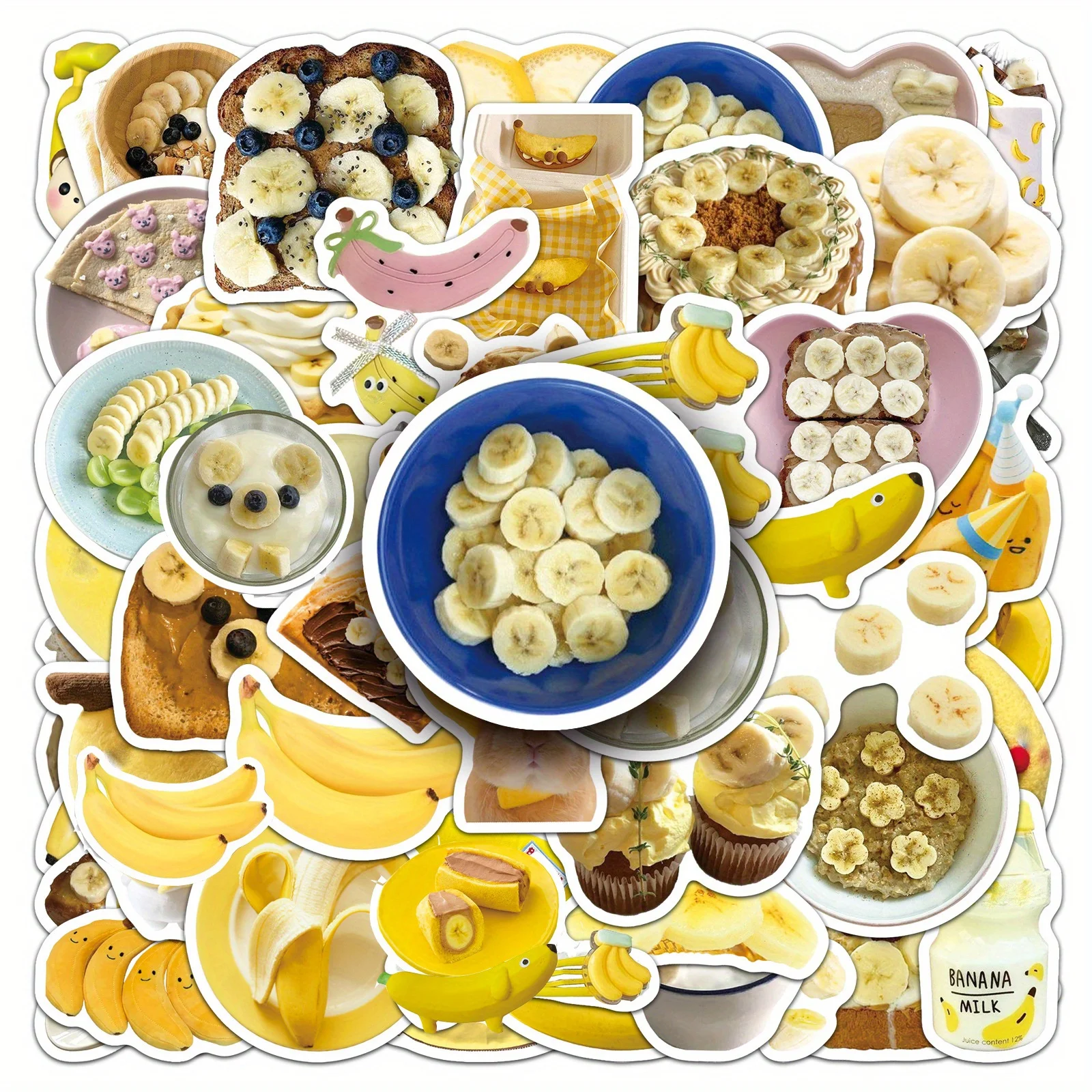 50PCS Calcomanías de Dibujos Animados Banana Ins Wind, Pegatinas de Graffiti para Decorar Maletas, Botellas de Agua, DIY, Casco de Skateboard, Autoadhesivas