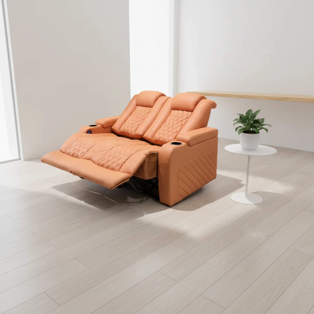Original Manufactory's Modern Home Cinema Furniture Set Electric Recliner Chairs with Massage Feature Genuine Leather Wood Frame