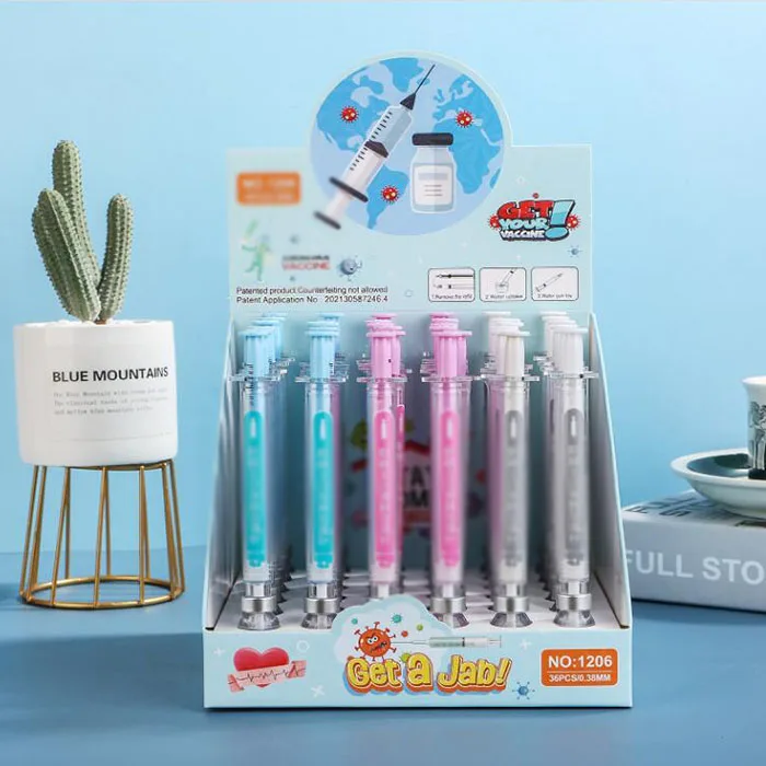

36 pcs/lot Creative Syringe Gel Pen Cute 0.5mm Black Ink Pen Gift Stationery Office School Supplies wholesale