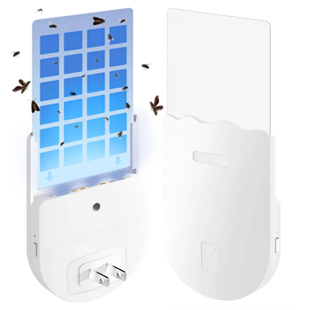 Plug-in Mosquito Killer Sticky Gnat Traps Multi Modes Moth Catcher Dimmable with 5 Stickers for Moth Mosquito Fruit Fly